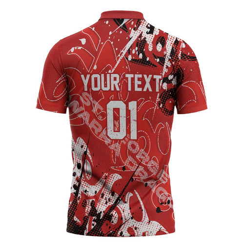 Personalized St. George Illawarra Dragons Rugby Zipper Polo Shirt Urban Street Graffiti Style - Distressed Splatter Elements