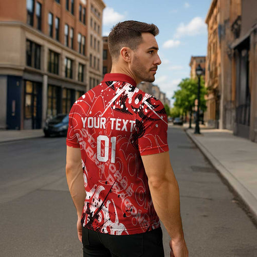 Personalized St. George Illawarra Dragons Rugby Zipper Polo Shirt Urban Street Graffiti Style - Distressed Splatter Elements