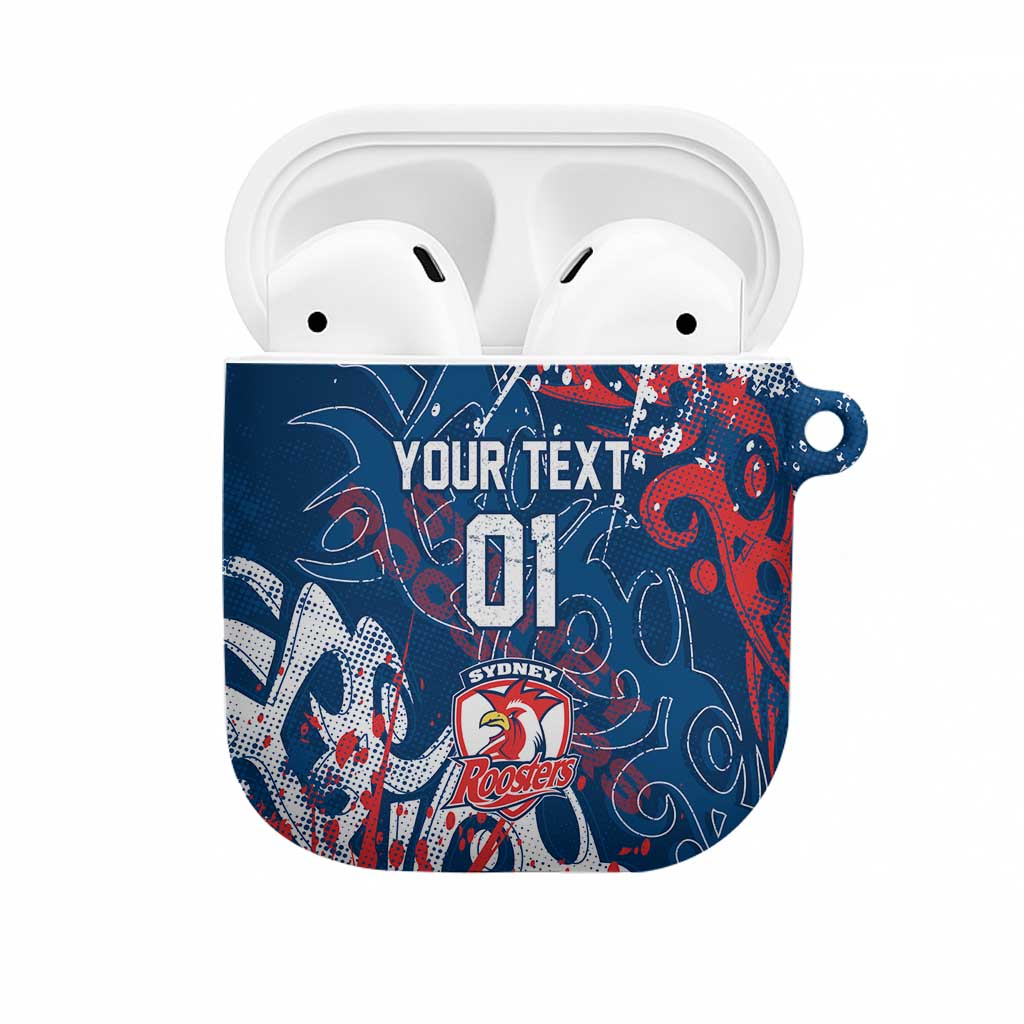 Personalized Sydney Roosters Rugby AirPods Case Urban Street Graffiti Style - Distressed Splatter Elements