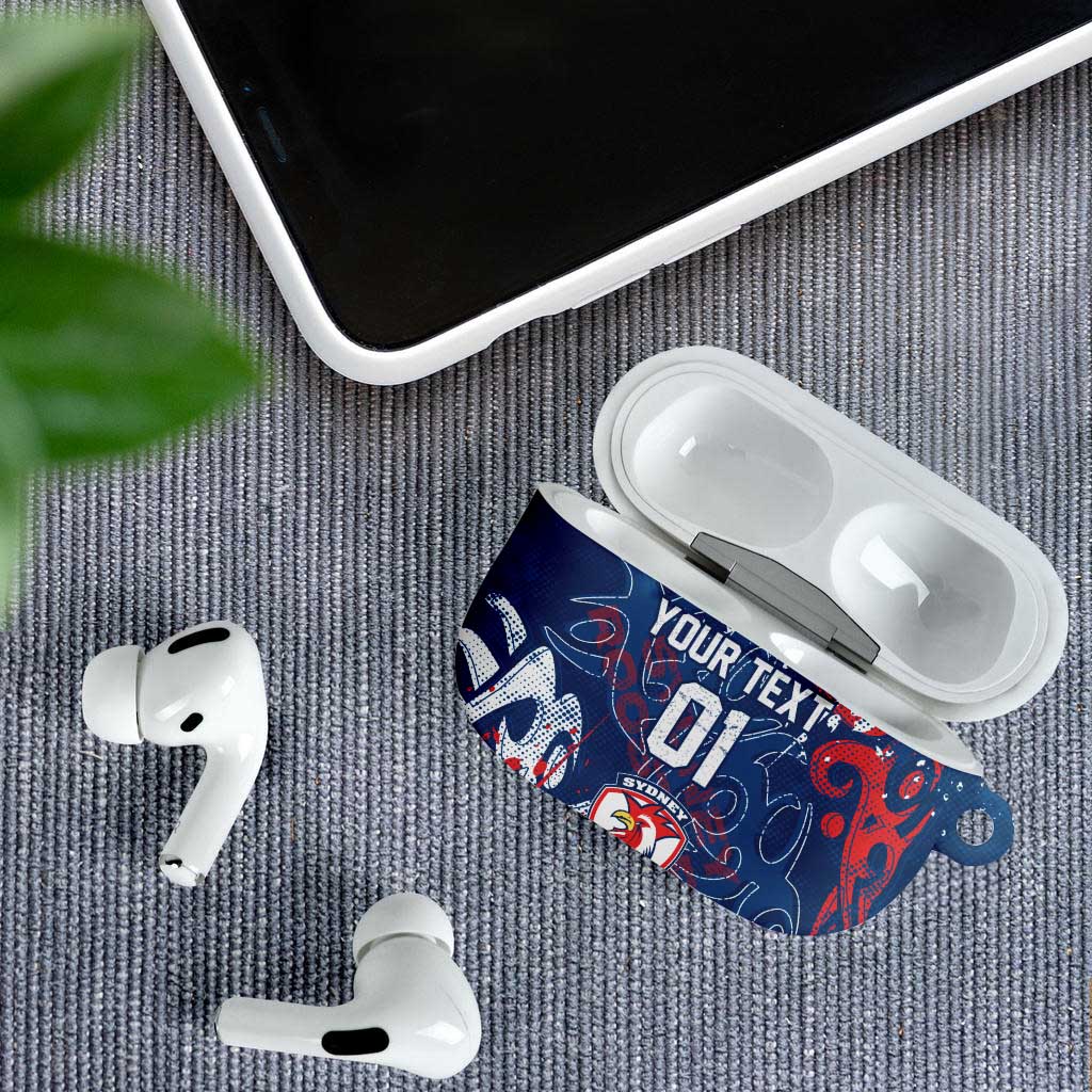 Personalized Sydney Roosters Rugby AirPods Case Urban Street Graffiti Style - Distressed Splatter Elements