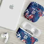 Personalized Sydney Roosters Rugby AirPods Case Urban Street Graffiti Style - Distressed Splatter Elements