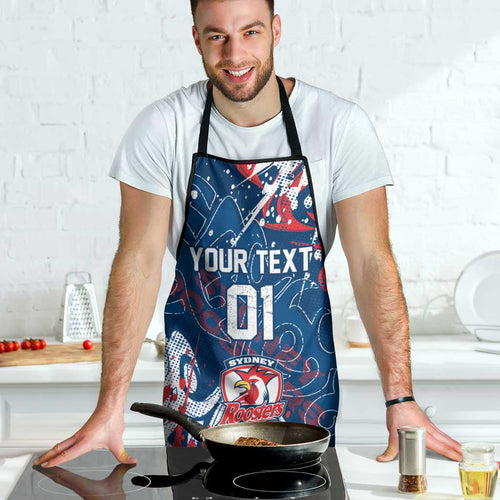 Personalized Sydney Roosters Rugby Apron Urban Street Graffiti Style - Distressed Splatter Elements