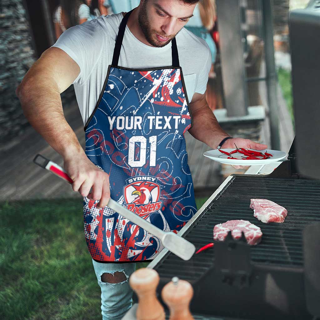 Personalized Sydney Roosters Rugby Apron Urban Street Graffiti Style - Distressed Splatter Elements