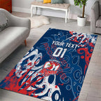 Personalized Sydney Roosters Rugby Area Rug Urban Street Graffiti Style - Distressed Splatter Elements