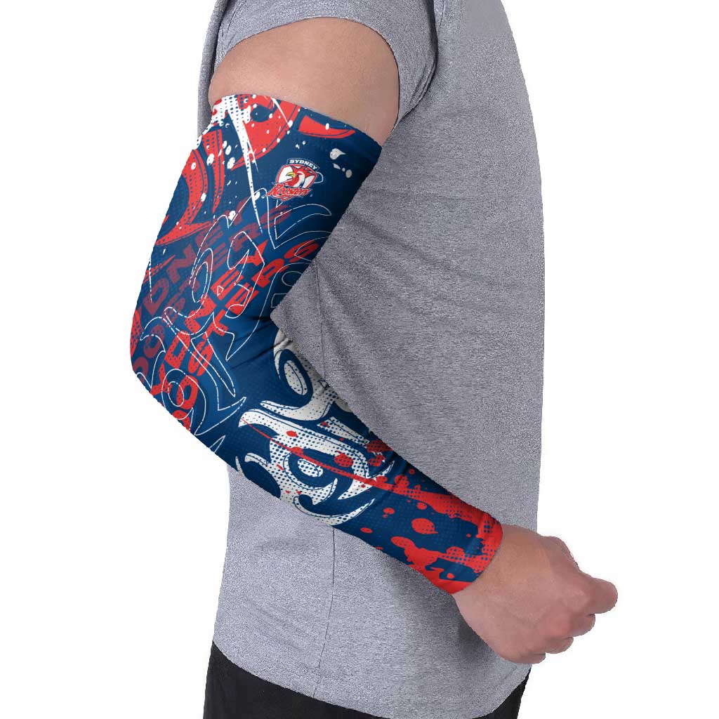 Personalized Sydney Roosters Rugby Arm Sleeves Urban Street Graffiti Style - Distressed Splatter Elements