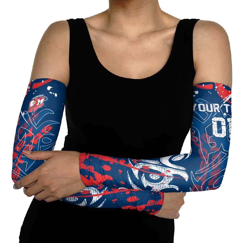 Personalized Sydney Roosters Rugby Arm Sleeves Urban Street Graffiti Style - Distressed Splatter Elements