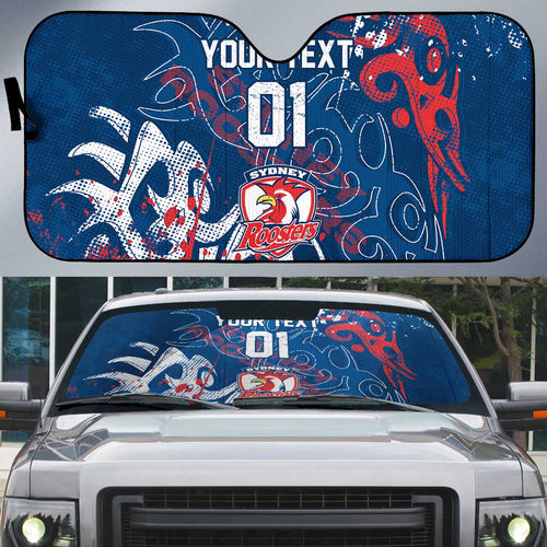 Personalized Sydney Roosters Rugby Auto Sun Shade Urban Street Graffiti Style - Distressed Splatter Elements