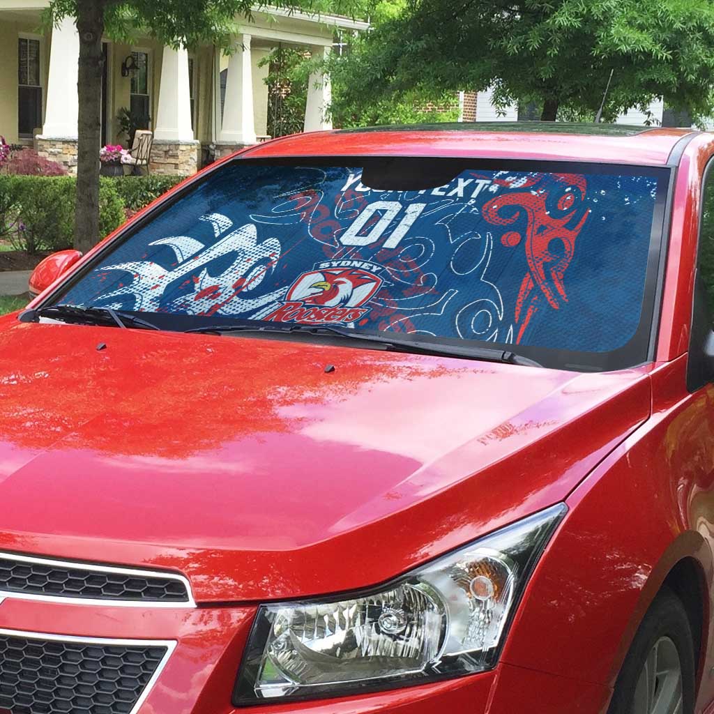Personalized Sydney Roosters Rugby Auto Sun Shade Urban Street Graffiti Style - Distressed Splatter Elements