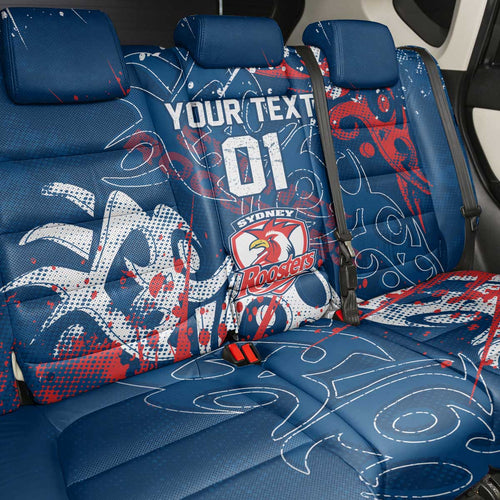 Personalized Sydney Roosters Rugby Back Car Seat Cover Urban Street Graffiti Style - Distressed Splatter Elements