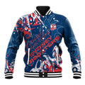 Personalized Sydney Roosters Rugby Baseball Jacket Urban Street Graffiti Style - Distressed Splatter Elements