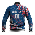 Personalized Sydney Roosters Rugby Baseball Jacket Urban Street Graffiti Style - Distressed Splatter Elements