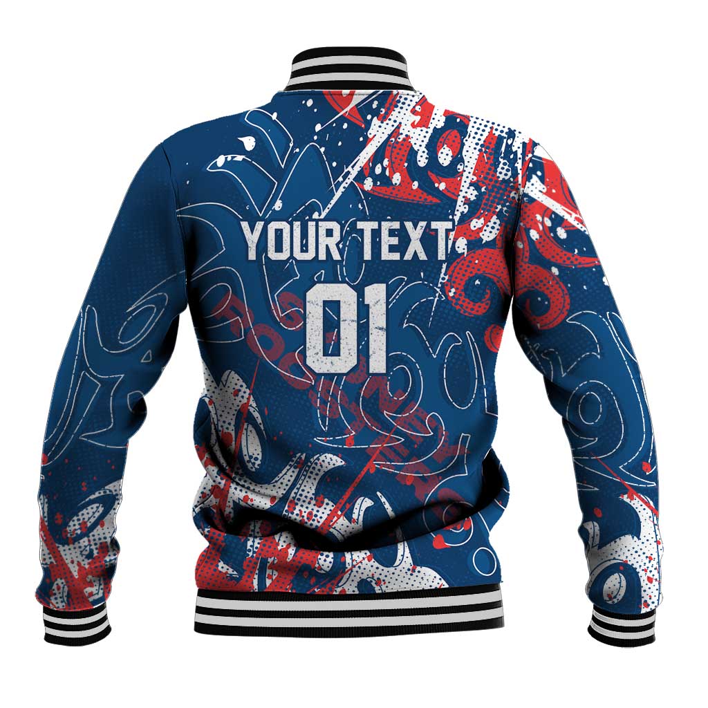 Personalized Sydney Roosters Rugby Baseball Jacket Urban Street Graffiti Style - Distressed Splatter Elements