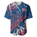 Personalized Sydney Roosters Rugby Baseball Jersey Urban Street Graffiti Style - Distressed Splatter Elements