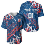 Personalized Sydney Roosters Rugby Baseball Jersey Urban Street Graffiti Style - Distressed Splatter Elements