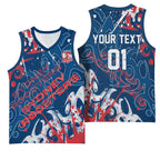 Personalized Sydney Roosters Rugby Basketball Jersey Urban Street Graffiti Style - Distressed Splatter Elements