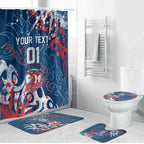 Personalized Sydney Roosters Rugby Bathroom Set Urban Street Graffiti Style - Distressed Splatter Elements