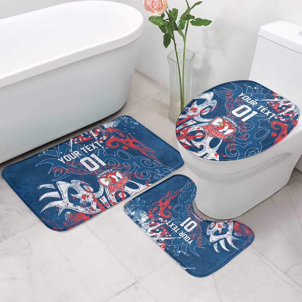 Personalized Sydney Roosters Rugby Bathroom Set Urban Street Graffiti Style - Distressed Splatter Elements