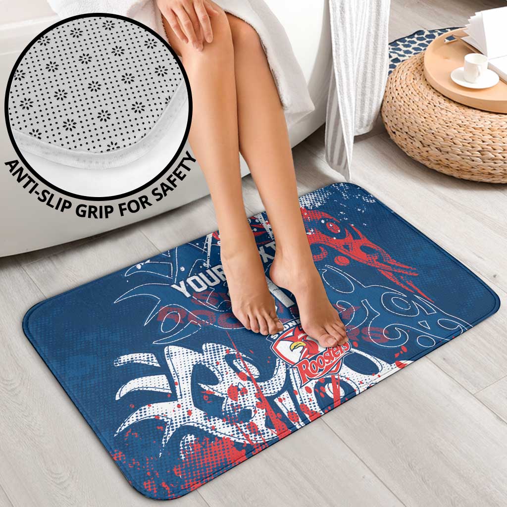 Personalized Sydney Roosters Rugby Bathroom Set Urban Street Graffiti Style - Distressed Splatter Elements
