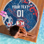Personalized Sydney Roosters Rugby Beach Blanket Urban Street Graffiti Style - Distressed Splatter Elements