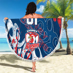 Personalized Sydney Roosters Rugby Beach Blanket Urban Street Graffiti Style - Distressed Splatter Elements