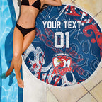 Personalized Sydney Roosters Rugby Beach Blanket Urban Street Graffiti Style - Distressed Splatter Elements