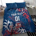 Personalized Sydney Roosters Rugby Bedding Set Urban Street Graffiti Style - Distressed Splatter Elements