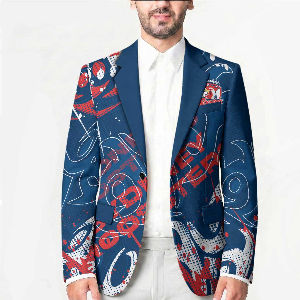 Personalized Sydney Roosters Rugby Blazer Urban Street Graffiti Style - Distressed Splatter Elements