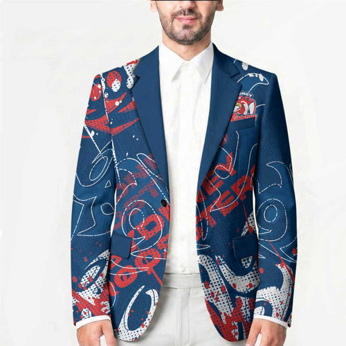 Personalized Sydney Roosters Rugby Blazer Urban Street Graffiti Style - Distressed Splatter Elements