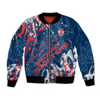 Personalized Sydney Roosters Rugby Bomber Jacket Urban Street Graffiti Style - Distressed Splatter Elements