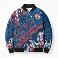 Personalized Sydney Roosters Rugby Bomber Puffer Jacket Urban Street Graffiti Style - Distressed Splatter Elements