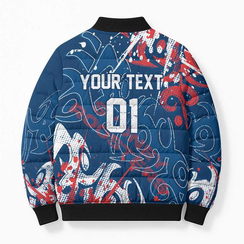 Personalized Sydney Roosters Rugby Bomber Puffer Jacket Urban Street Graffiti Style - Distressed Splatter Elements