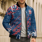 Personalized Sydney Roosters Rugby Bomber Puffer Jacket Urban Street Graffiti Style - Distressed Splatter Elements
