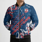 Personalized Sydney Roosters Rugby Bomber Puffer Jacket Urban Street Graffiti Style - Distressed Splatter Elements