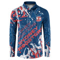 Personalized Sydney Roosters Rugby Button Sweatshirt Urban Street Graffiti Style - Distressed Splatter Elements