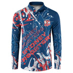 Personalized Sydney Roosters Rugby Button Sweatshirt Urban Street Graffiti Style - Distressed Splatter Elements