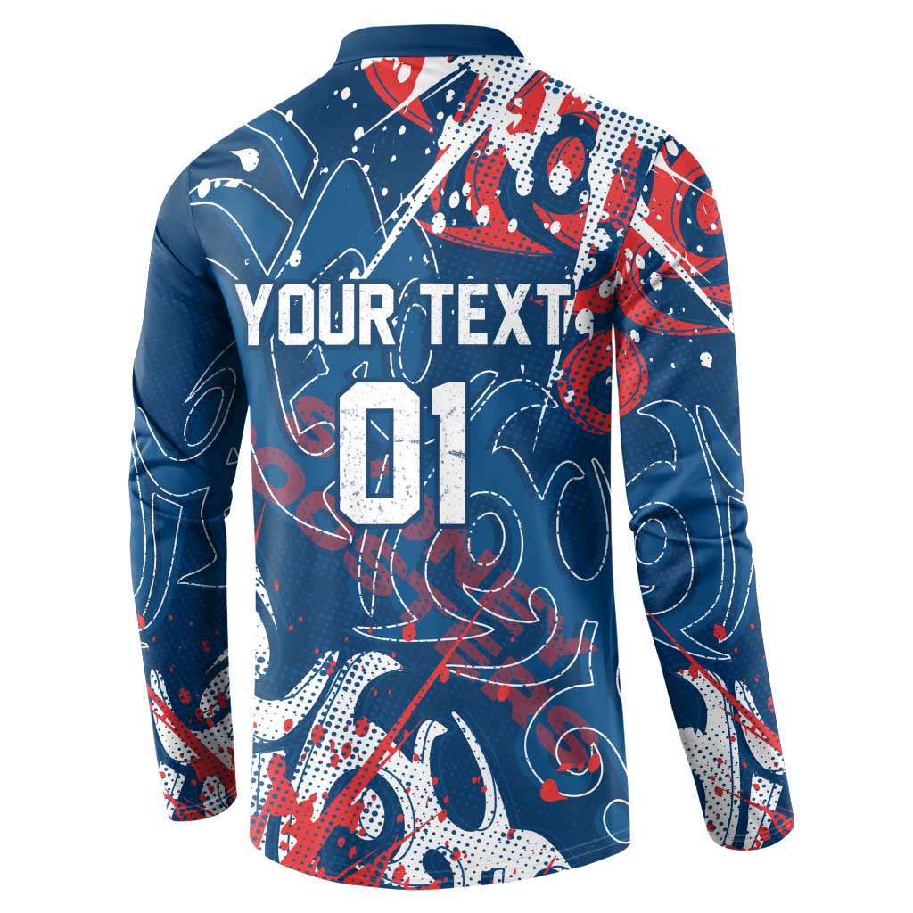 Personalized Sydney Roosters Rugby Button Sweatshirt Urban Street Graffiti Style - Distressed Splatter Elements