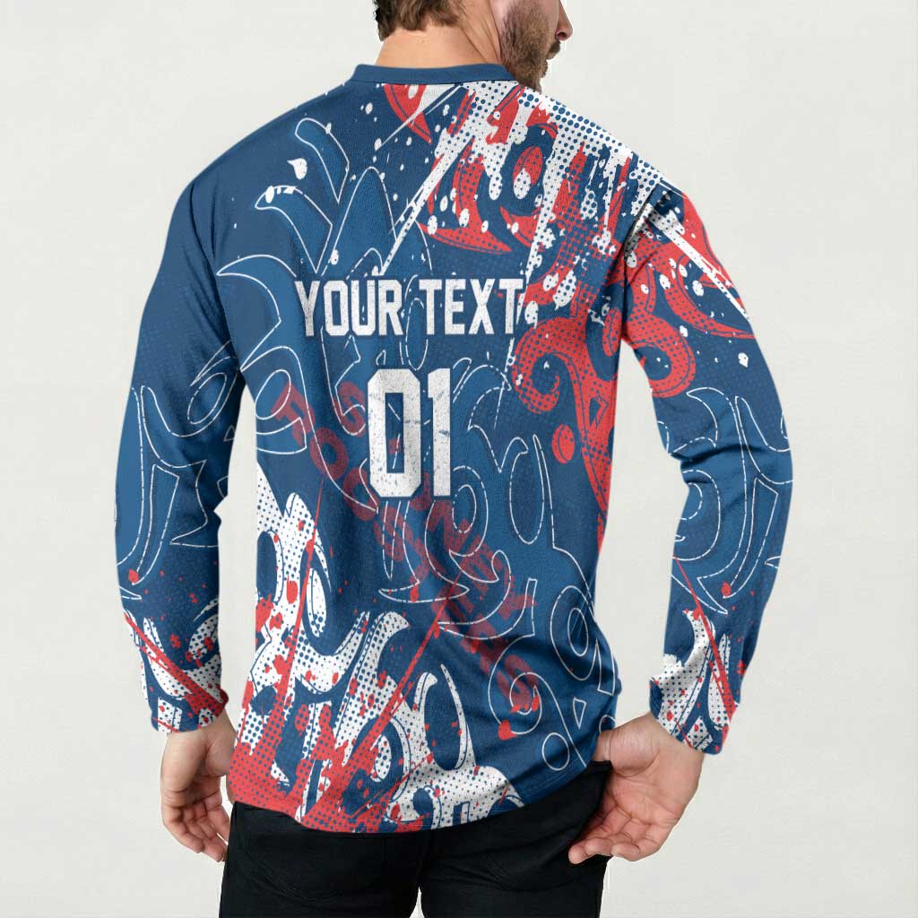 Personalized Sydney Roosters Rugby Button Sweatshirt Urban Street Graffiti Style - Distressed Splatter Elements