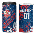 Personalized Sydney Roosters Rugby 4 in 1 Can Cooler Tumbler Urban Street Graffiti Style - Distressed Splatter Elements