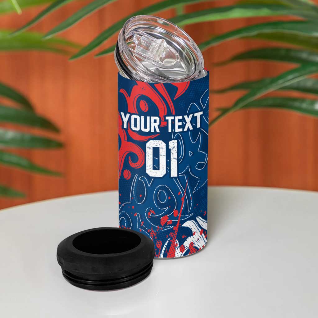 Personalized Sydney Roosters Rugby 4 in 1 Can Cooler Tumbler Urban Street Graffiti Style - Distressed Splatter Elements