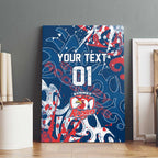 Personalized Sydney Roosters Rugby Canvas Wall Art Urban Street Graffiti Style - Distressed Splatter Elements