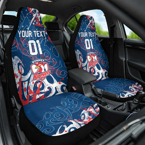 Personalized Sydney Roosters Rugby Car Seat Cover Urban Street Graffiti Style - Distressed Splatter Elements