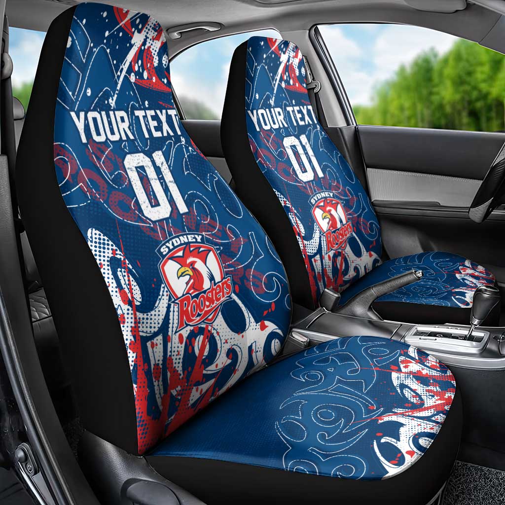 Personalized Sydney Roosters Rugby Car Seat Cover Urban Street Graffiti Style - Distressed Splatter Elements