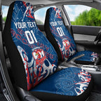 Personalized Sydney Roosters Rugby Car Seat Cover Urban Street Graffiti Style - Distressed Splatter Elements