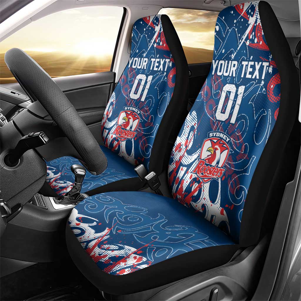 Personalized Sydney Roosters Rugby Car Seat Cover Urban Street Graffiti Style - Distressed Splatter Elements