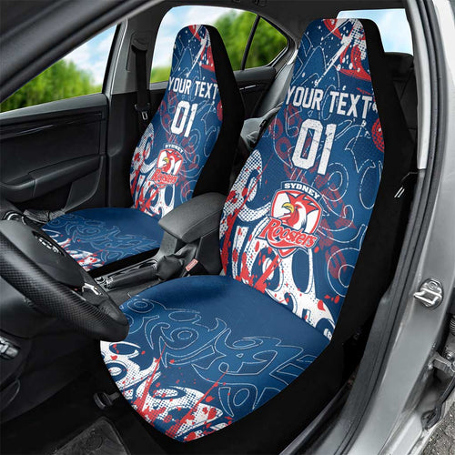Personalized Sydney Roosters Rugby Car Seat Cover Urban Street Graffiti Style - Distressed Splatter Elements