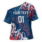 Personalized Sydney Roosters Rugby Cross Shoulder Shirt Urban Street Graffiti Style - Distressed Splatter Elements