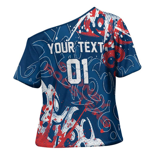 Personalized Sydney Roosters Rugby Cross Shoulder Shirt Urban Street Graffiti Style - Distressed Splatter Elements