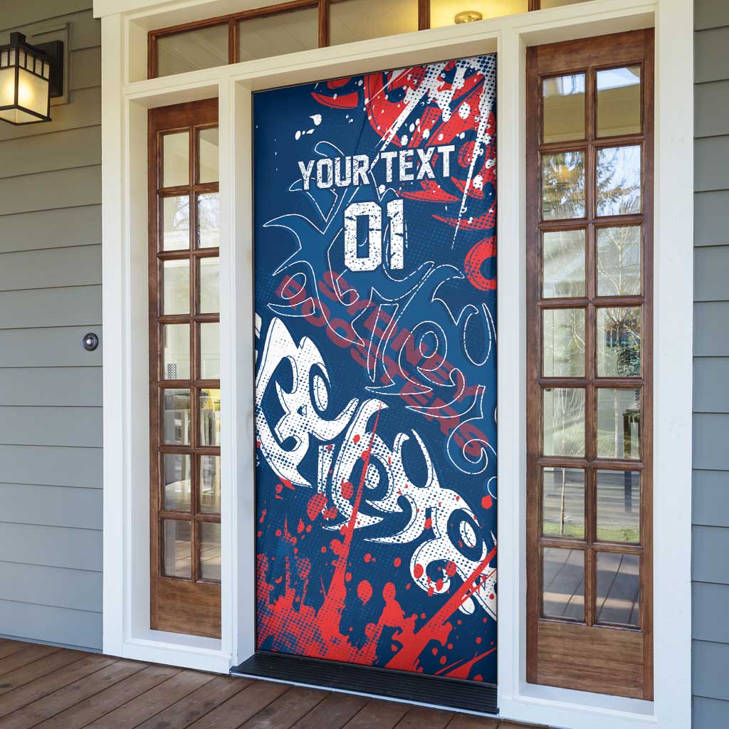 Personalized Sydney Roosters Rugby Door Cover Urban Street Graffiti Style - Distressed Splatter Elements