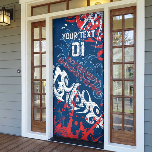Personalized Sydney Roosters Rugby Door Cover Urban Street Graffiti Style - Distressed Splatter Elements
