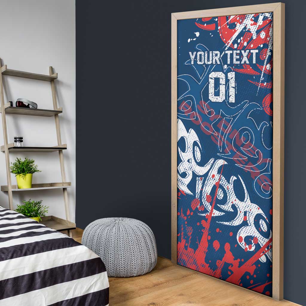 Personalized Sydney Roosters Rugby Door Cover Urban Street Graffiti Style - Distressed Splatter Elements